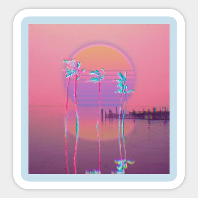 Retrowave sunset aesthetic Sticker by lofi_retrowave